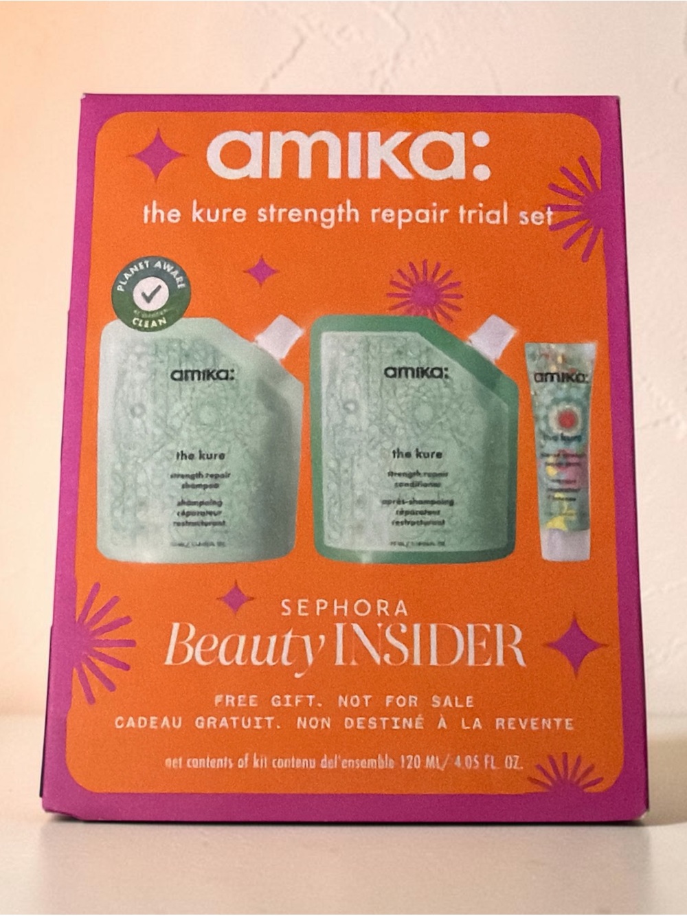 amika Kids The Kure Strength Repair Trial Set - Orange & Pink Packaging